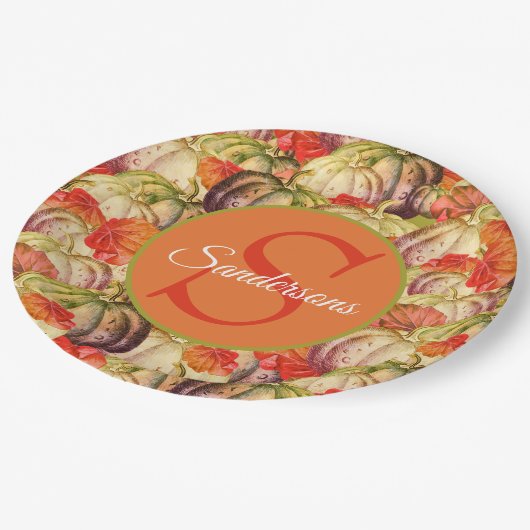 Boho Thanksgiving Herfst Decor Waterverf Pompoen Papieren Bordje (Gekanteld)