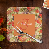 Boho Thanksgiving Herfst Decor Waterverf Pompoen Papieren Bordje