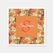 Boho Thanksgiving Herfst Decor Waterverf Pompoen Servet (Voorkant)