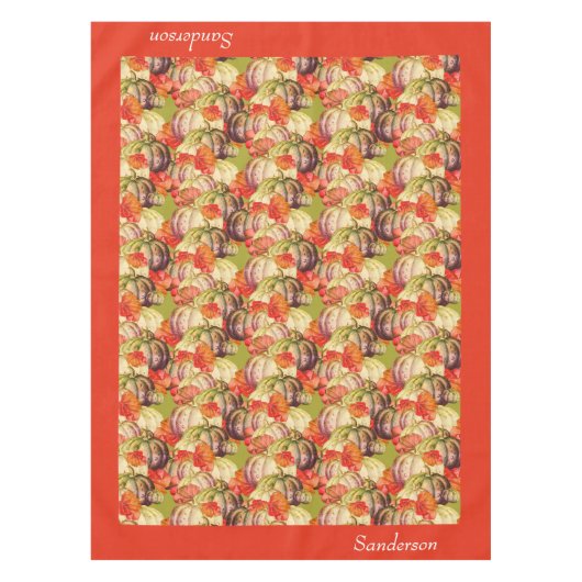 Boho Thanksgiving Herfst Decor Waterverf Pompoen Tafelkleed (Voorkant)