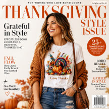 Boho Thanksgiving Kalkoen Geef Dank