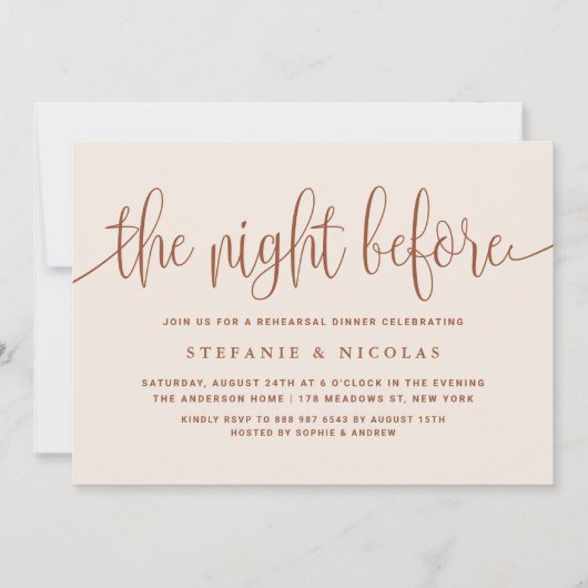 Boho The Night before Terracotta Rehearsal Dinner Kaart (Voorkant)