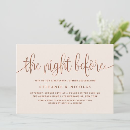 Boho The Night before Terracotta Rehearsal Dinner Kaart (Staand voorkant)