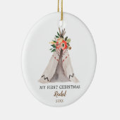 Boho Theekamer Sieraard voor Meisjes Eerste Kerstm Keramisch Ornament (Rechts)