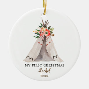 Boho Theekamer Sieraard voor Meisjes Eerste Kerstm Keramisch Ornament