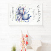 Boho Theepot Bloemmotief Blauw Bruidsmeisjes Thee Spandoek (Insitu)