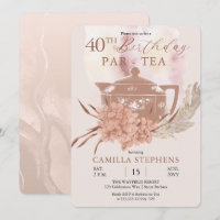 Boho Theepot Hydrangea Pampas 40e Verjaardagsfeest