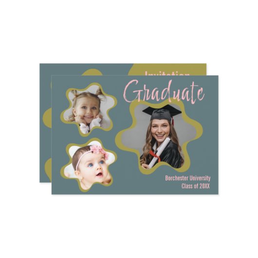 Boho thema Aangepaste details Graduation Party Kaart (Voorkant / Achterkant in situ)