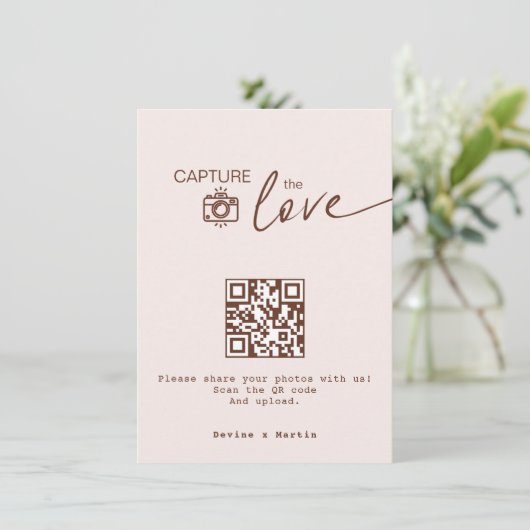 Boho thema Capture The Love QR code Informatiekaartje (Staand voorkant)