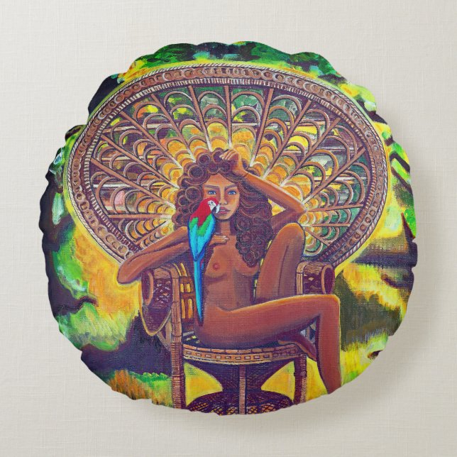 Boho thema Katoen Ronde Kussen (Voorkant)