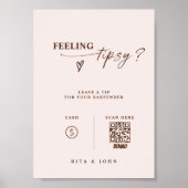 Boho thema Venmo Tip Uw Bartender Trouwbord Poster (Voorkant)