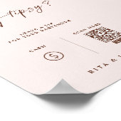 Boho thema Venmo Tip Uw Bartender Trouwbord Poster (Hoek)