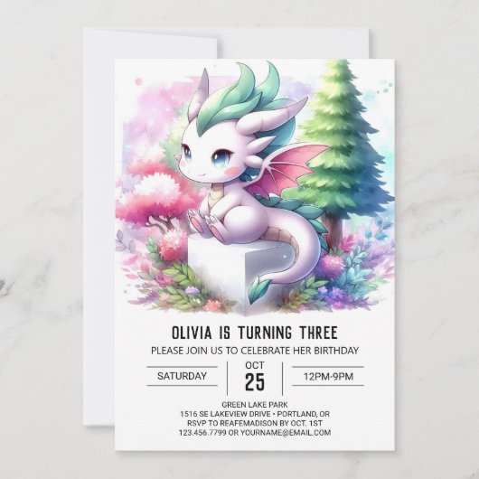 Boho Theme Dragon Birthday Kaart (Voorkant)