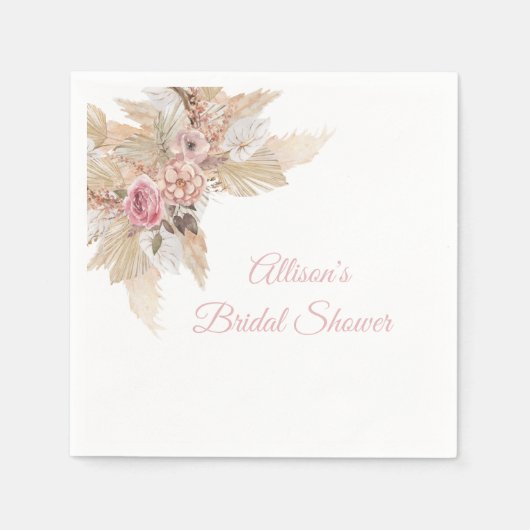 Boho Theme Personalized Cocktail Napkins Servet (Voorkant)