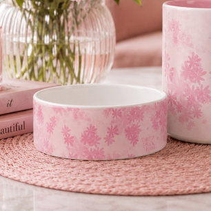Boho Think Pink Watercolor Bloemmotief  Voerbakje
