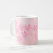 Boho Think Roze Waterverf Bloem Motief  Koffiemok (Voorkant links)