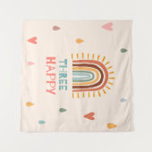 Boho Three derde verjaardag regenboog Wandkleed (Voorkant (horizontaal))