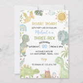 Boho Three-Rex Dinosauriërs Verjaardagsfeest Uitno Kaart (Voorkant)