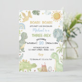 Boho Three-Rex Dinosauriërs Verjaardagsfeest Uitno Kaart (Staand voorkant)