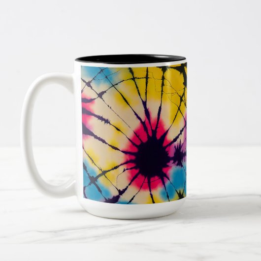 Boho tie dye coffee mok, hippie, tie dye vibes tweekleurige koffiemok (Links)