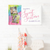 Boho Tie Dye Happy Birthday Foto Spandoek (Insitu)