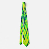 Boho Tie Dye Neon Groen Geel Blauw Blad Patroon Stropdas (Achterkant)