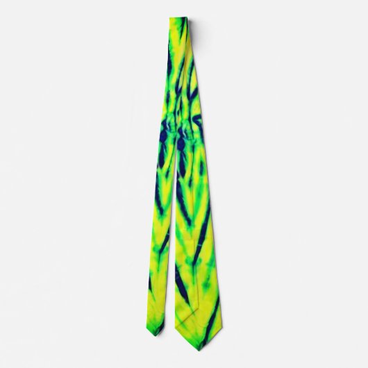 Boho Tie Dye Neon Groen Geel Blauw Blad Patroon Stropdas (Achterkant)