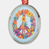 Boho Tie Dye Peace symbool Hippie stijl Metalen Ornament (Links)