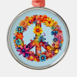 Boho Tie Dye Peace symbool Hippie stijl Metalen Ornament