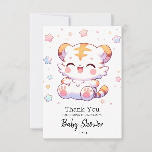Boho Tiger-Baby shower Bedankkaart (Voorkant)