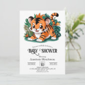 Boho Tiger Digitaal Baby shower Kaart (Staand voorkant)