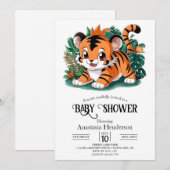 Boho Tiger Digitaal Baby shower Kaart (Voorkant / Achterkant)