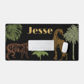 Boho Tiger Giraffe Safari Zwart Bureaumat (Keyboard & Muis)