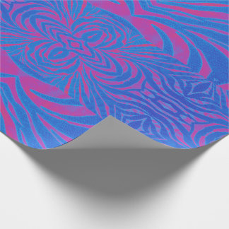Boho Tiger Stripe roze en blauw Cadeaupapier