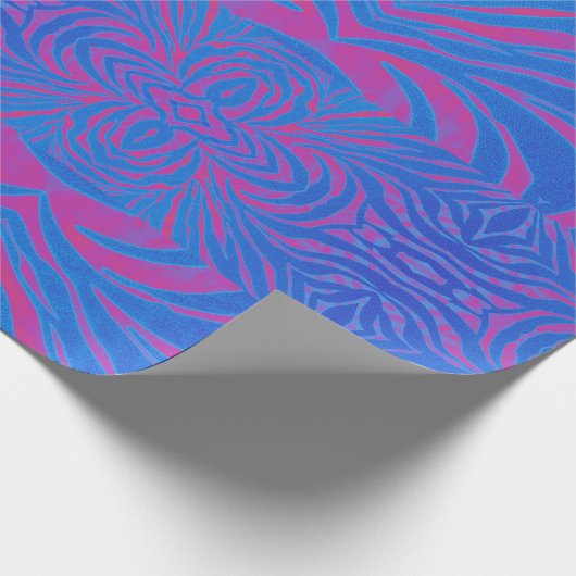 Boho Tiger Stripe roze en blauw Cadeaupapier (Hoek)