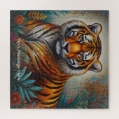 Boho Tijger Puzzel – Levendig Oerwoud Wildlife Art (Horizontaal)