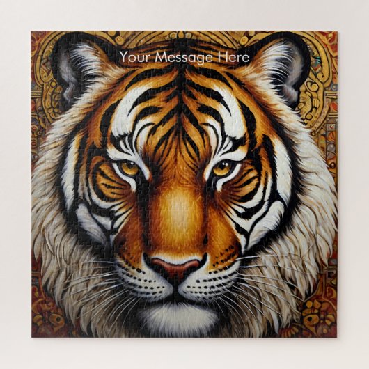 Boho Tijger Puzzel – Levendig Oerwoud Wildlife Art (Verticaal)