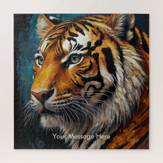 Boho Tijger Puzzel – Levendig Oerwoud Wildlife Art (Verticaal)