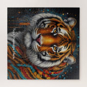 Boho Tijger Puzzel – Levendig Oerwoud Wildlife Art (Horizontaal)