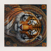Boho Tijger Puzzel – Levendig Oerwoud Wildlife Art (Horizontaal)