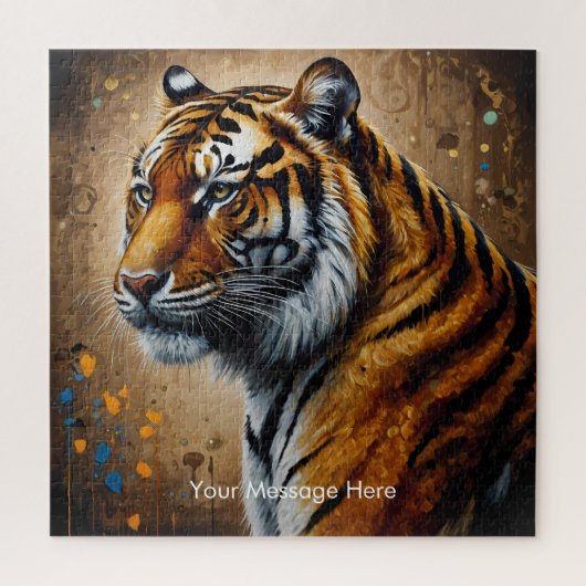 Boho Tijger Puzzel – Levendig Oerwoud Wildlife Art (Verticaal)