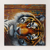 Boho Tijger Puzzel – Levendig Oerwoud Wildlife Art (Horizontaal)
