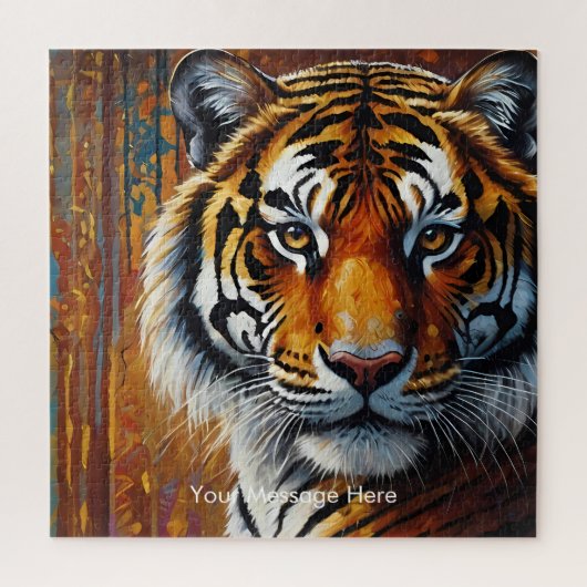 Boho Tijger Puzzel – Levendig Oerwoud Wildlife Art (Verticaal)