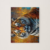 Boho Tijger Puzzel – Levendig Oerwoud Wildlife Art (Verticaal)