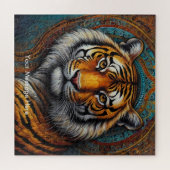 Boho Tijger Puzzel – Levendig Oerwoud Wildlife Art (Horizontaal)