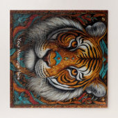 Boho Tijger Puzzel – Levendig Oerwoud Wildlife Art Legpuzzel (Horizontaal)