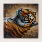 Boho Tijger Puzzel – Levendig Oerwoud Wildlife Art Legpuzzel (Horizontaal)