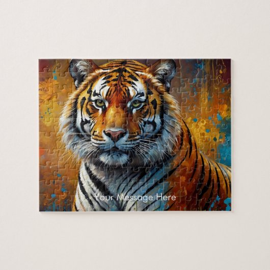 Boho Tijger Puzzel – Levendig Oerwoud Wildlife Art Legpuzzel (Horizontaal)