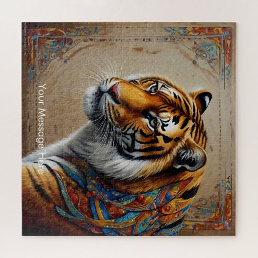 Boho Tijger Puzzel – Levendig Oerwoud Wildlife Art Legpuzzel (Horizontaal)