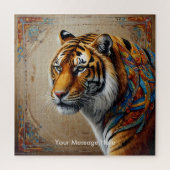 Boho Tijger Puzzel – Levendig Oerwoud Wildlife Art Legpuzzel (Verticaal)